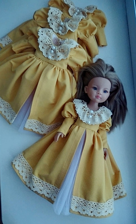 Королевское платье для куклы Paola Reina 33 см, горчица